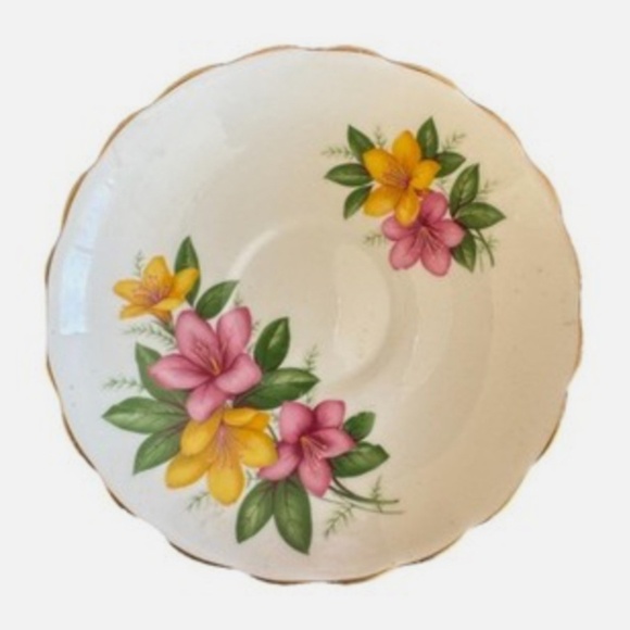 Consort Fine Bone China Pink Yellow Floral Teacup & Saucer Set England - Picture 3 of 4